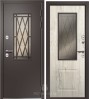 Стальная дверь Веста Термо RAL 8019 шагрень матовая/дуб полярный+стеклопакет 44мм Бронза